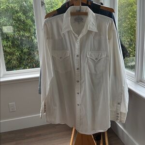 Mens Vintage Western Shirt Snap Cotton/poly Little Yellow